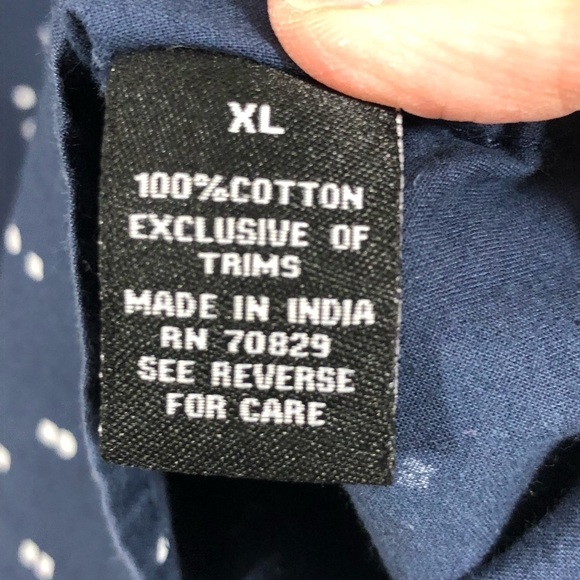 CARBON -HANDSOME BUTTON DOWN SHIRT.  NAVY BLUE & SMALL WHITE SQUARES DESIGN - B9 - Picture 9 of 9